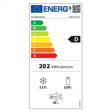 LG Ψυγειοκαταψύκτης 333lt Total NoFrost Υ186xΠ59.7xΒ67.4εκ. Inox GBBSJ10DPY